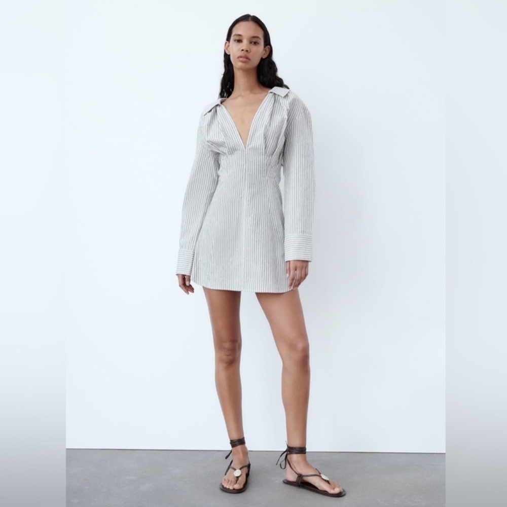 Zara The Camille Striped Shirt Dress NWT